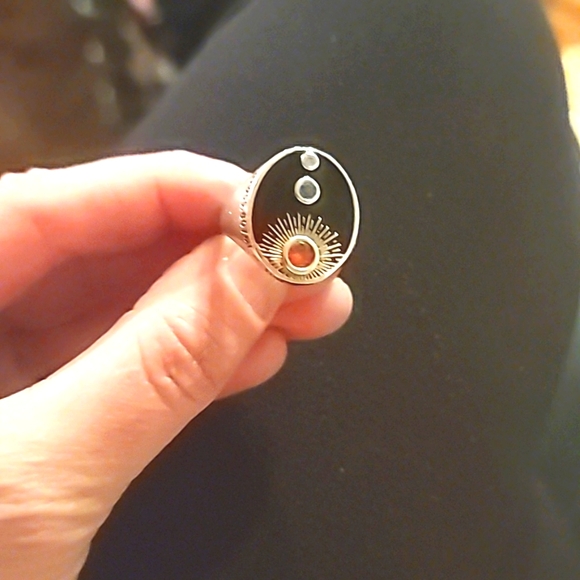 Raw Citrine Game of Thrones Ring of Power 7 OR Signet Black Red Ring Size 7 - Picture 12 of 12